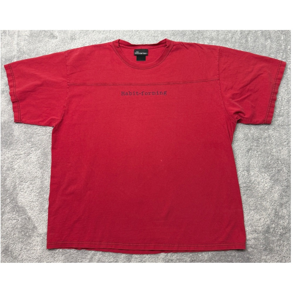 Vintage No Boundaries T Shirt Mens XL Red Habit Forming Y2K Grunge Early 2000s